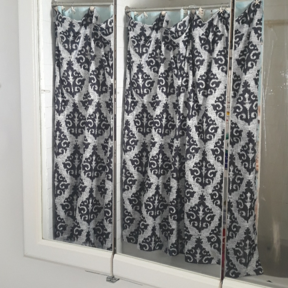 SOLD SOLD Black and White Abstract shower curtain - Picture 5 of 7